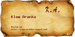 Klem Aranka névjegykártya